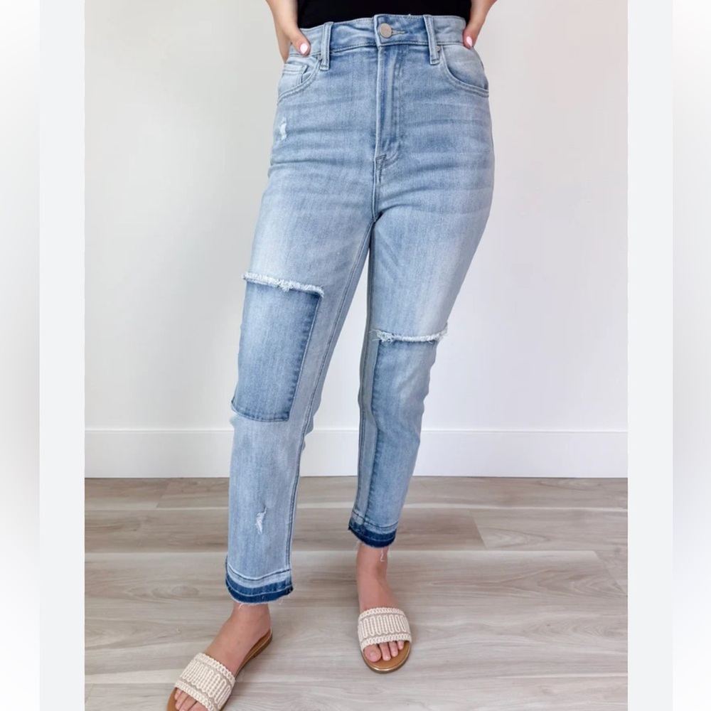 Risen Patchwork high rise jeans 9